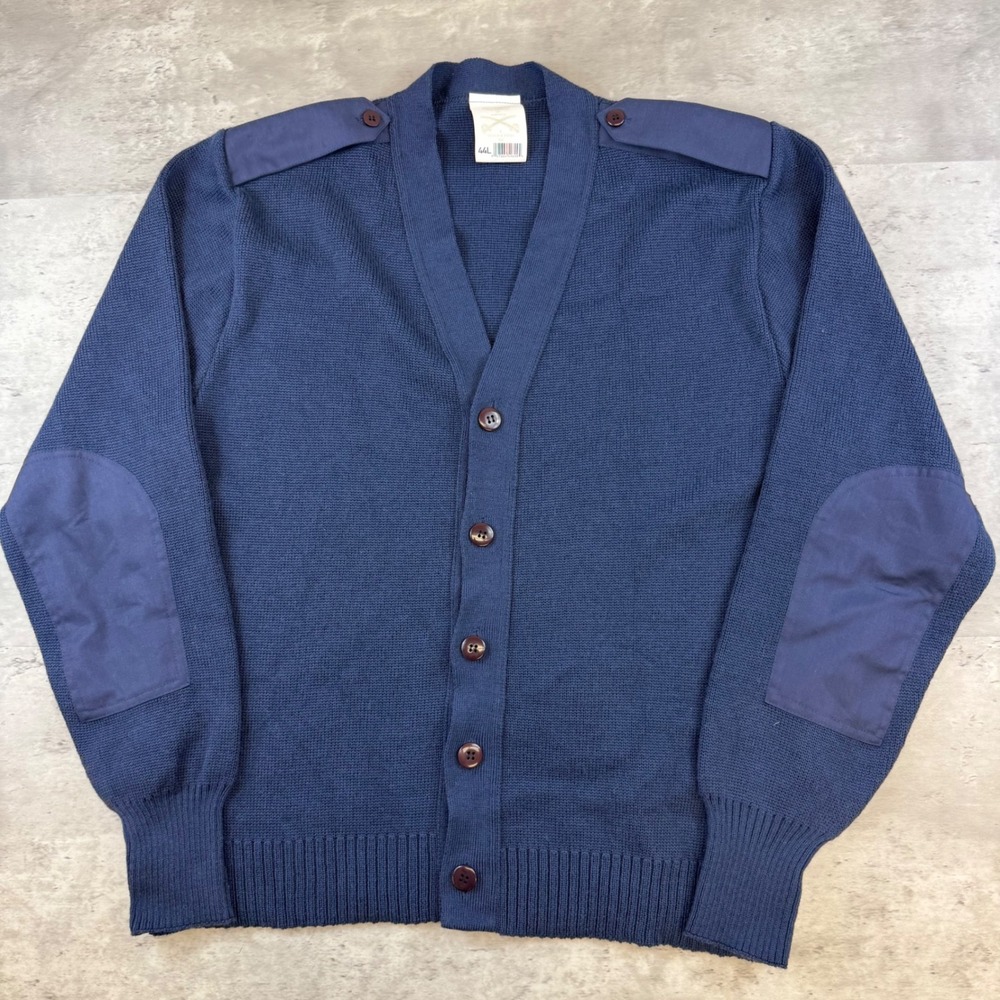 Military Equipment Corp‎ of America Navy Blue Cardigan Sweater Epaulets 44L